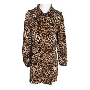 Rampage Leopard Print Trench Coat in Brown and Black